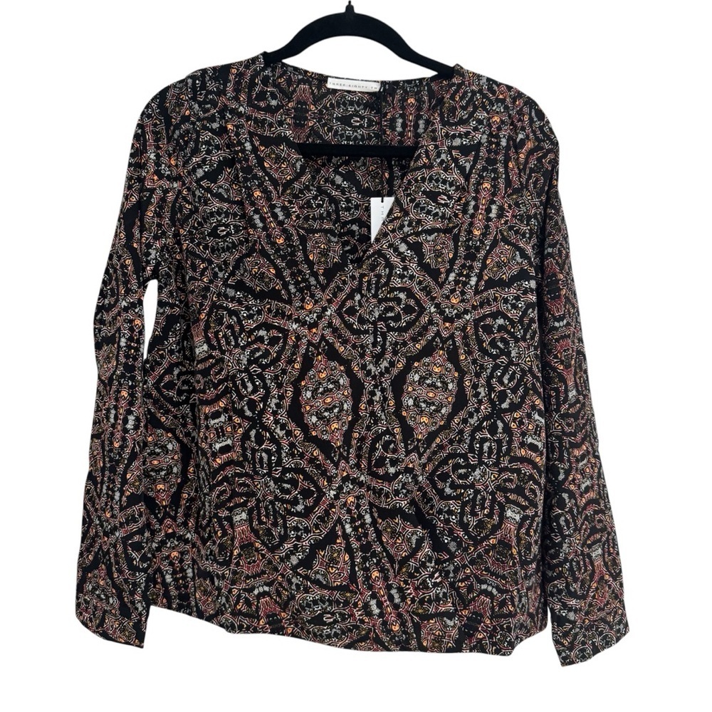 Three Eighty Two Women’s Long Sleeve Bohemian V-Neck Blouse Sz S NWT